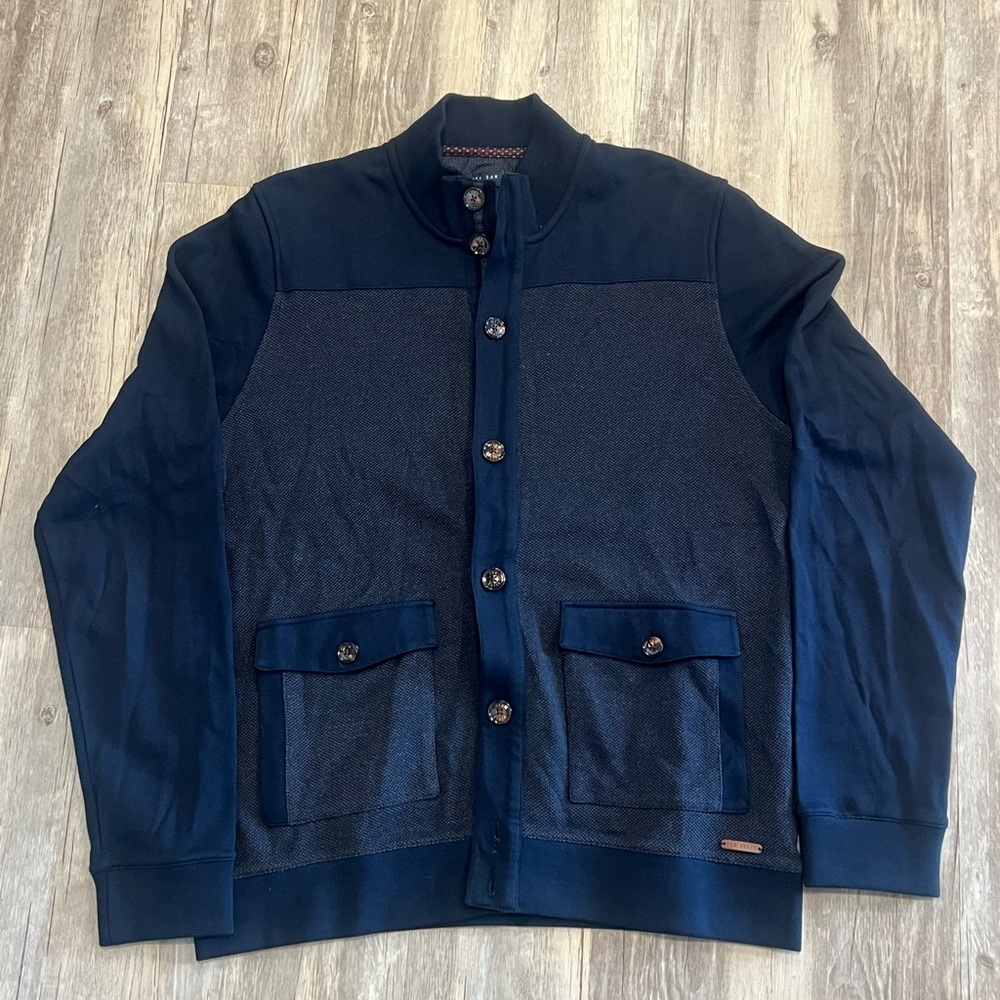 Ted Baker Walter Cardigan, Navy Blue, size XL